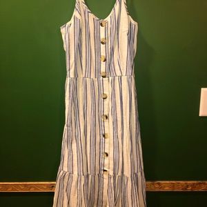 Summer dress- white, blue, and gold